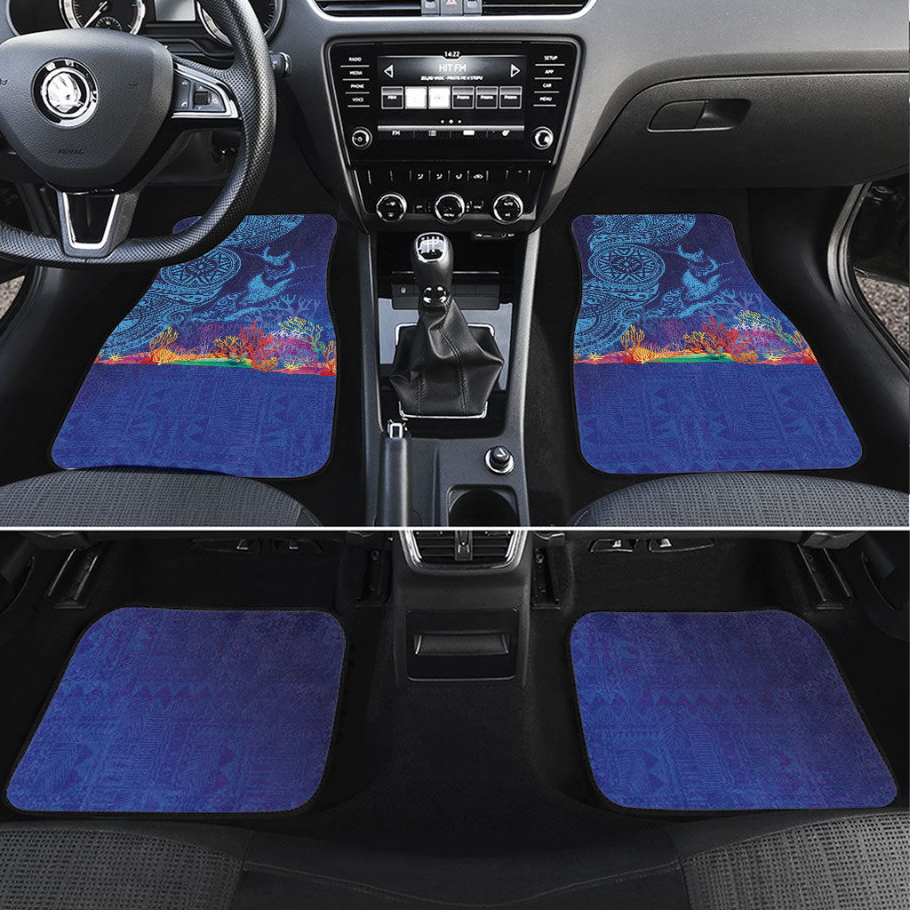 Fijian Tribal Manta Ray Car Mats Masi Motif with Coral Reef Ocean Vibe