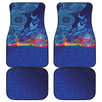 Fijian Tribal Manta Ray Car Mats Masi Motif with Coral Reef Ocean Vibe