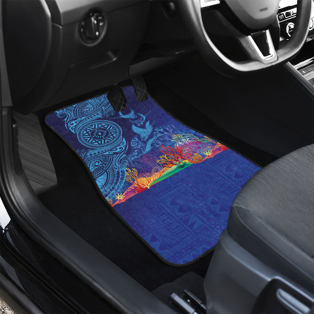 Fijian Tribal Manta Ray Car Mats Masi Motif with Coral Reef Ocean Vibe