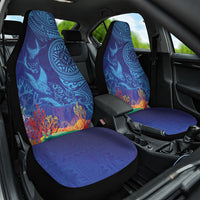 Fijian Tribal Manta Ray Car Seat Cover Masi Motif with Coral Reef Ocean Vibe