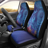 Fijian Tribal Manta Ray Car Seat Cover Masi Motif with Coral Reef Ocean Vibe