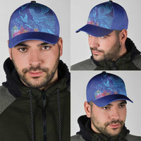 Fijian Tribal Manta Ray Classic Cap Masi Motif with Coral Reef Ocean Vibe