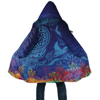 Fijian Tribal Manta Ray Cloak Masi Motif with Coral Reef Ocean Vibe