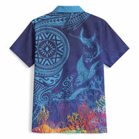 Fijian Tribal Manta Ray Hawaiian Shirt Masi Motif with Coral Reef Ocean Vibe