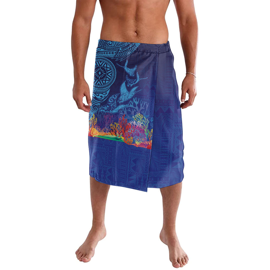 Fijian Tribal Manta Ray Lavalava Masi Motif with Coral Reef Ocean Vibe