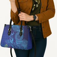Fijian Tribal Manta Ray Leather Bag Masi Motif with Coral Reef Ocean Vibe