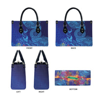 Fijian Tribal Manta Ray Leather Bag Masi Motif with Coral Reef Ocean Vibe
