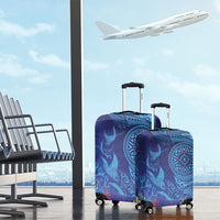 Fijian Tribal Manta Ray Luggage Cover Masi Motif with Coral Reef Ocean Vibe