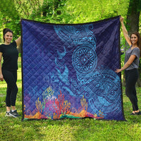 Fijian Tribal Manta Ray Quilt Masi Motif with Coral Reef Ocean Vibe