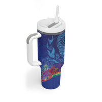 Fijian Tribal Manta Ray Tumbler With Handle Masi Motif with Coral Reef Ocean Vibe