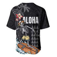 Hawaiian Halloween Skeleton Surfing Baseball Jersey Polynesian Tribal Tattoo and Hawaiian Pattern LT03 - Polynesian Pride