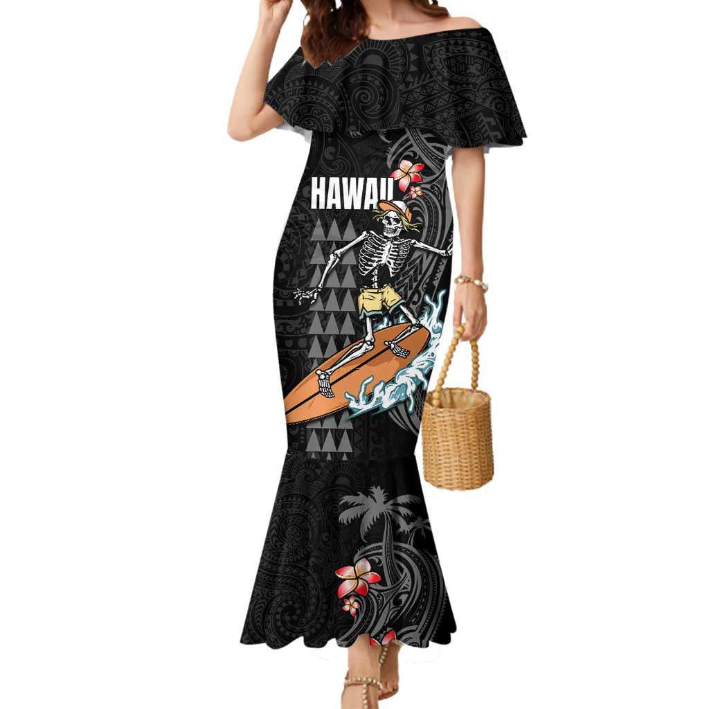halloween mermaid dress Hawaiian Halloween Skeleton Surfing Mermaid Dress Polynesian Tribal Ta