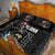 Hawaiian Halloween Skeleton Surfing Quilt Bed Set Polynesian Tribal Tattoo and Hawaiian Pattern