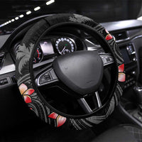 Hawaiian Halloween Skeleton Surfing Steering Wheel Cover Polynesian Tribal Tattoo and Hawaiian Pattern LT03 Universal Fit Black - Polynesian Pride