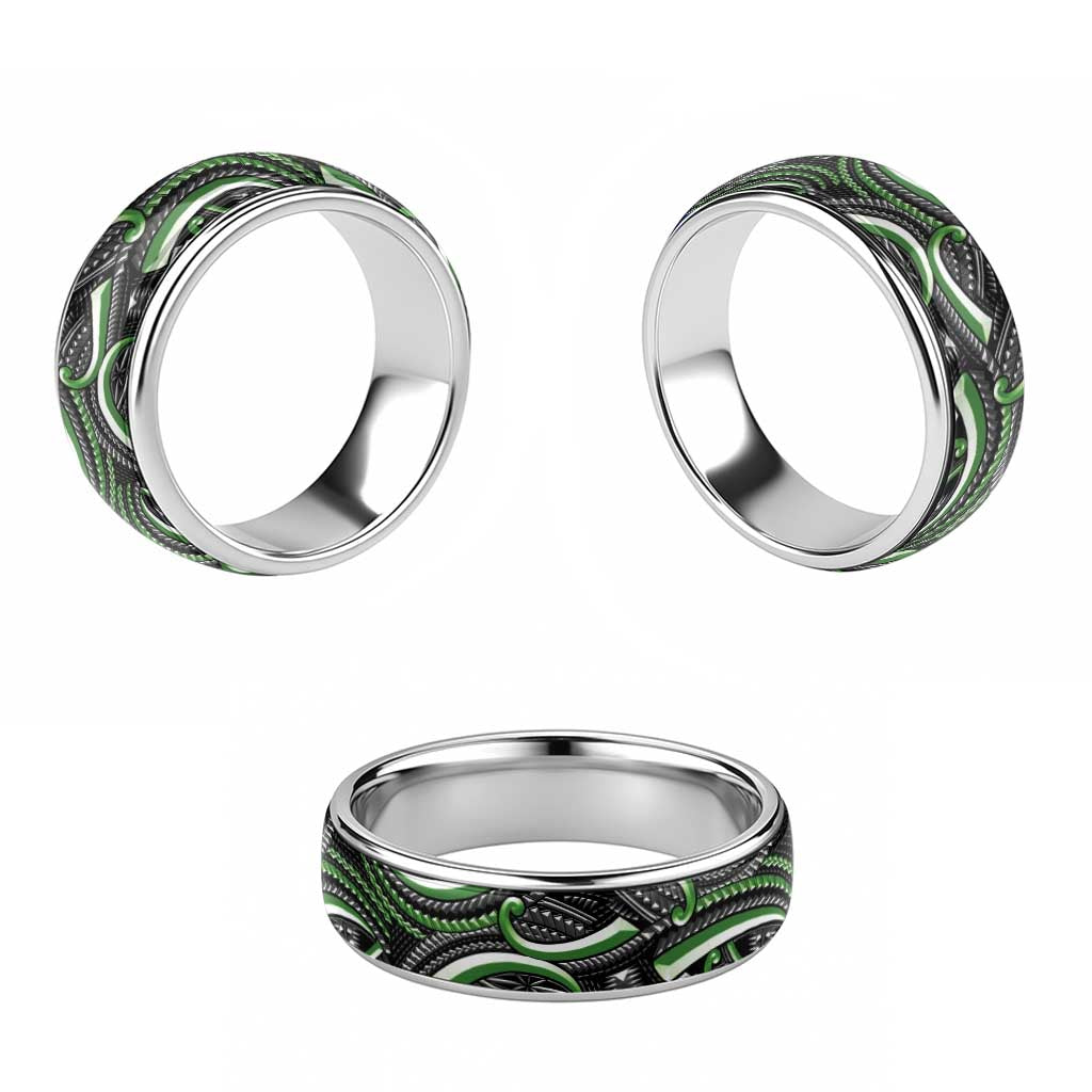 Traditional Samoan Tattoo Art Green Color Classic Ring - Polynesian Pride