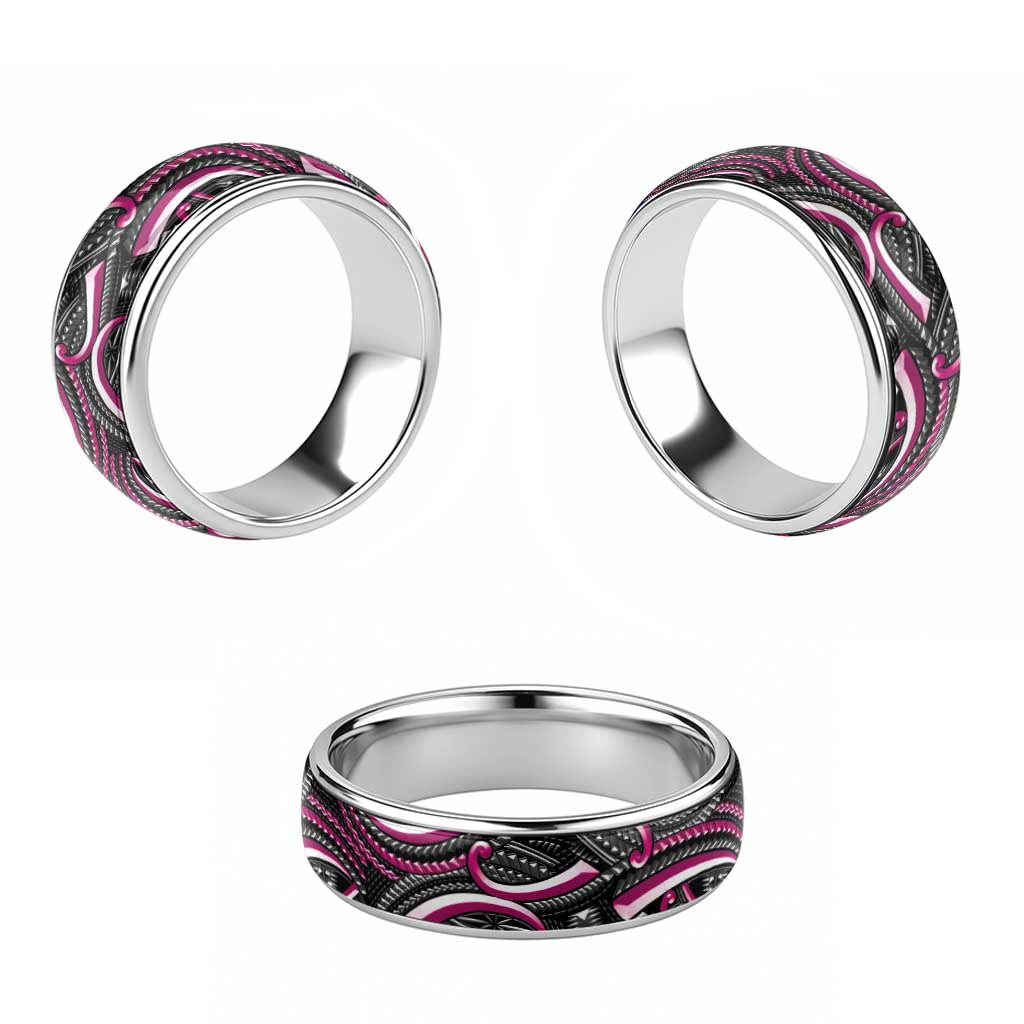 Traditional Samoan Tattoo Art Pink Color Classic Ring - Polynesian Pride