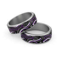 Traditional Samoan Tattoo Art Purple Color Classic Ring - Polynesian Pride