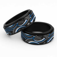 Traditional Samoan Tattoo Art Blue Color Spinner Ring - Polynesian Pride