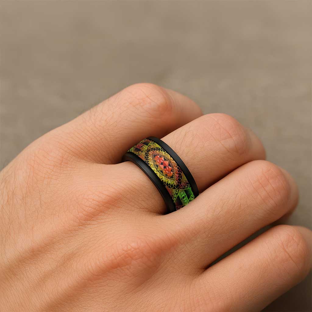Traditional Samoa Maori Ornament Style Reggae Art Spinner Ring - Polynesian Pride