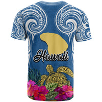 Hawaii Lanai Island T Shirt Hibiscus Turle and Map with Polynesian Spiral LT03 - Polynesian Pride