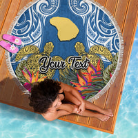 Custom Hawaii Lanai Island Beach Blanket Hibiscus Turle and Map with Polynesian Spiral LT03 - Wonder Print Shop