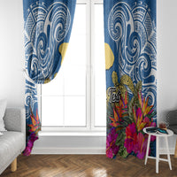 Custom Hawaii Lanai Island Window Curtain Hibiscus Turle and Map with Polynesian Spiral LT03 - Polynesian Pride