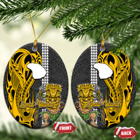 Hawaii Lanai Island Ceramic Ornament Hawaiian Warrior and Kakau Symbols Abstract Tattoo LT03 - Polynesian Pride
