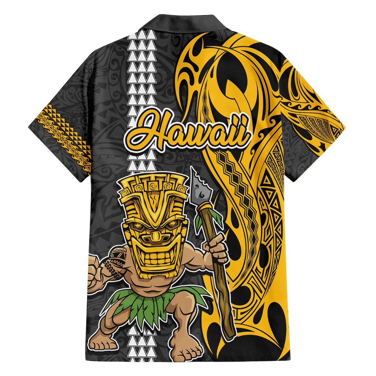Hawaii Lanai Island Family Matching Off Shoulder Maxi Dress and Hawaiian Shirt Hawaiian Warrior and Kakau Symbols Abstract Tattoo LT03 - Polynesian Pride