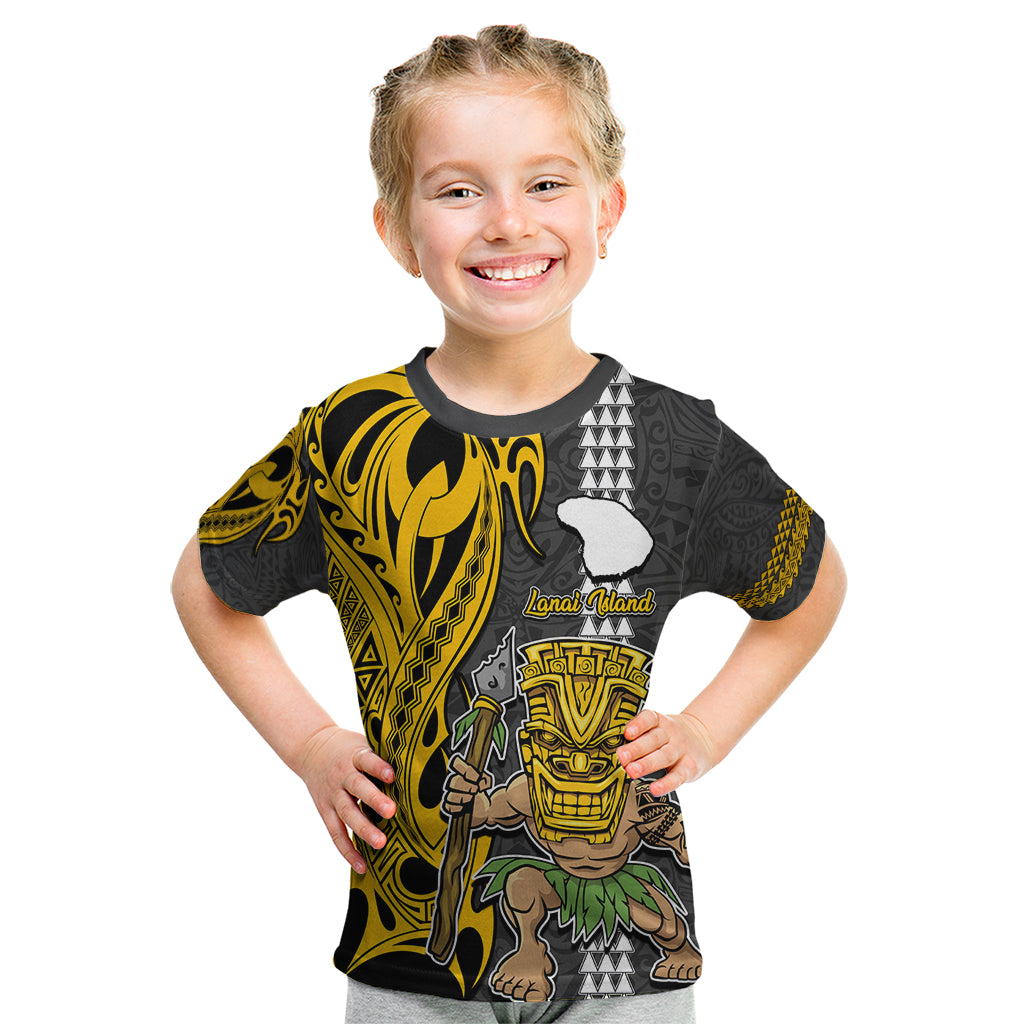 Hawaii Lanai Island Kid T Shirt Hawaiian Warrior and Kakau Symbols Abstract Tattoo LT03 Yellow - Polynesian Pride