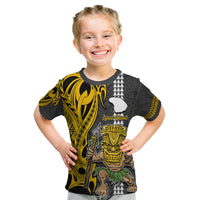 Hawaii Lanai Island Kid T Shirt Hawaiian Warrior and Kakau Symbols Abstract Tattoo LT03 Yellow - Polynesian Pride