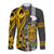 Hawaii Lanai Island Long Sleeve Button Shirt Hawaiian Warrior and Kakau Symbols Abstract Tattoo LT03 Unisex Yellow - Polynesian Pride