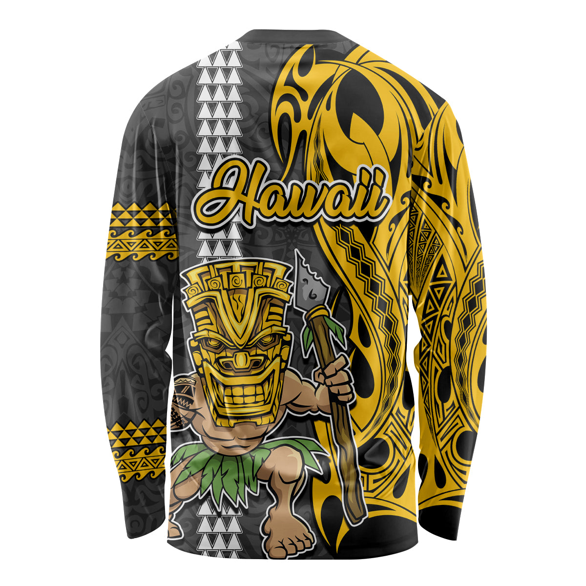 Hawaii Lanai Island Long Sleeve Shirt Hawaiian Warrior and Kakau Symbols Abstract Tattoo LT03 - Polynesian Pride