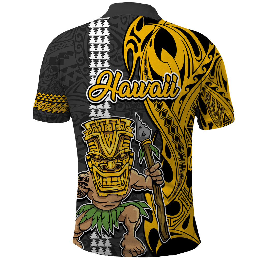Hawaii Lanai Island Polo Shirt Hawaiian Warrior and Kakau Symbols Abstract Tattoo LT03 - Polynesian Pride