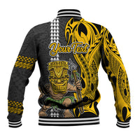 Custom Hawaii Lanai Island Baseball Jacket Hawaiian Warrior and Kakau Symbols Abstract Tattoo LT03 - Polynesian Pride