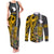 Custom Hawaii Lanai Island Couples Matching Tank Maxi Dress and Long Sleeve Button Shirts Hawaiian Warrior and Kakau Symbols Abstract Tattoo LT03 Yellow - Polynesian Pride