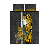 Custom Hawaii Lanai Island Quilt Bed Set Hawaiian Warrior and Kakau Symbols Abstract Tattoo LT03 Yellow - Polynesian Pride