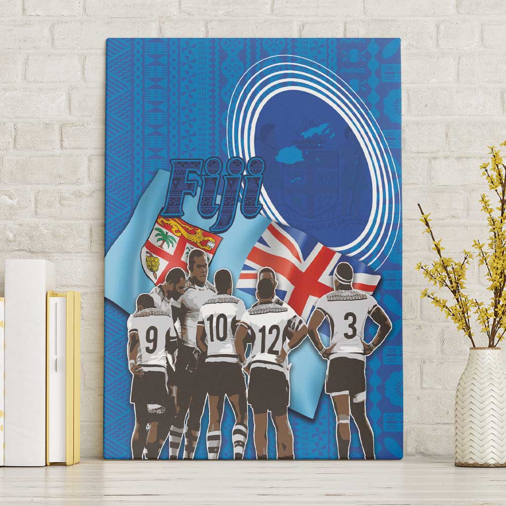 Fiji Rugby Sevens Canvas Wall Art Commemorate Gold Medal - Rio de Janeiro 2016 LT03 Without Frame Blue - Polynesian Pride