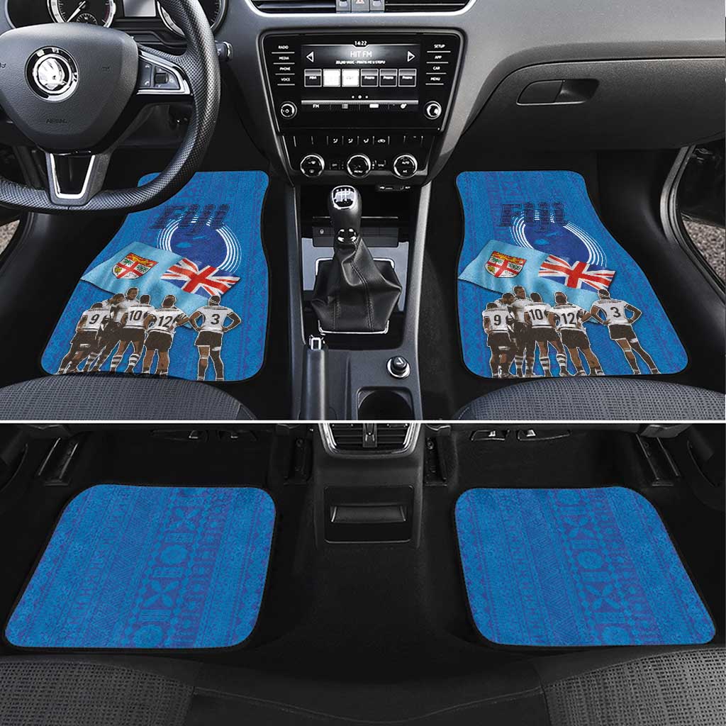 Fiji Rugby Sevens Car Mats Commemorate Gold Medal - Rio de Janeiro 2016 LT03 Set 4pcs Blue - Polynesian Pride