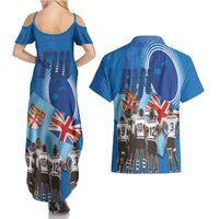 Fiji Rugby Sevens Couples Matching Summer Maxi Dress and Hawaiian Shirt Commemorate Gold Medal - Rio de Janeiro 2016