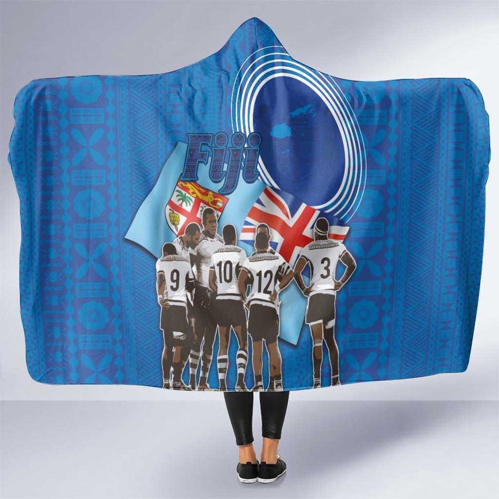 Fiji Rugby Sevens Hooded Blanket Commemorate Gold Medal - Rio de Janeiro 2016 LT03 One Size Blue - Polynesian Pride