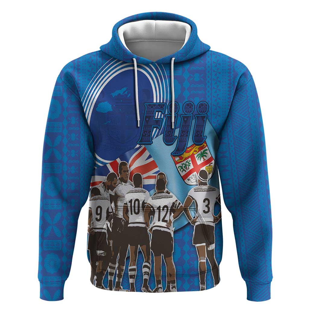 Fiji Rugby Sevens Hoodie Commemorate Gold Medal - Rio de Janeiro 2016 LT03 Pullover Hoodie Blue - Polynesian Pride