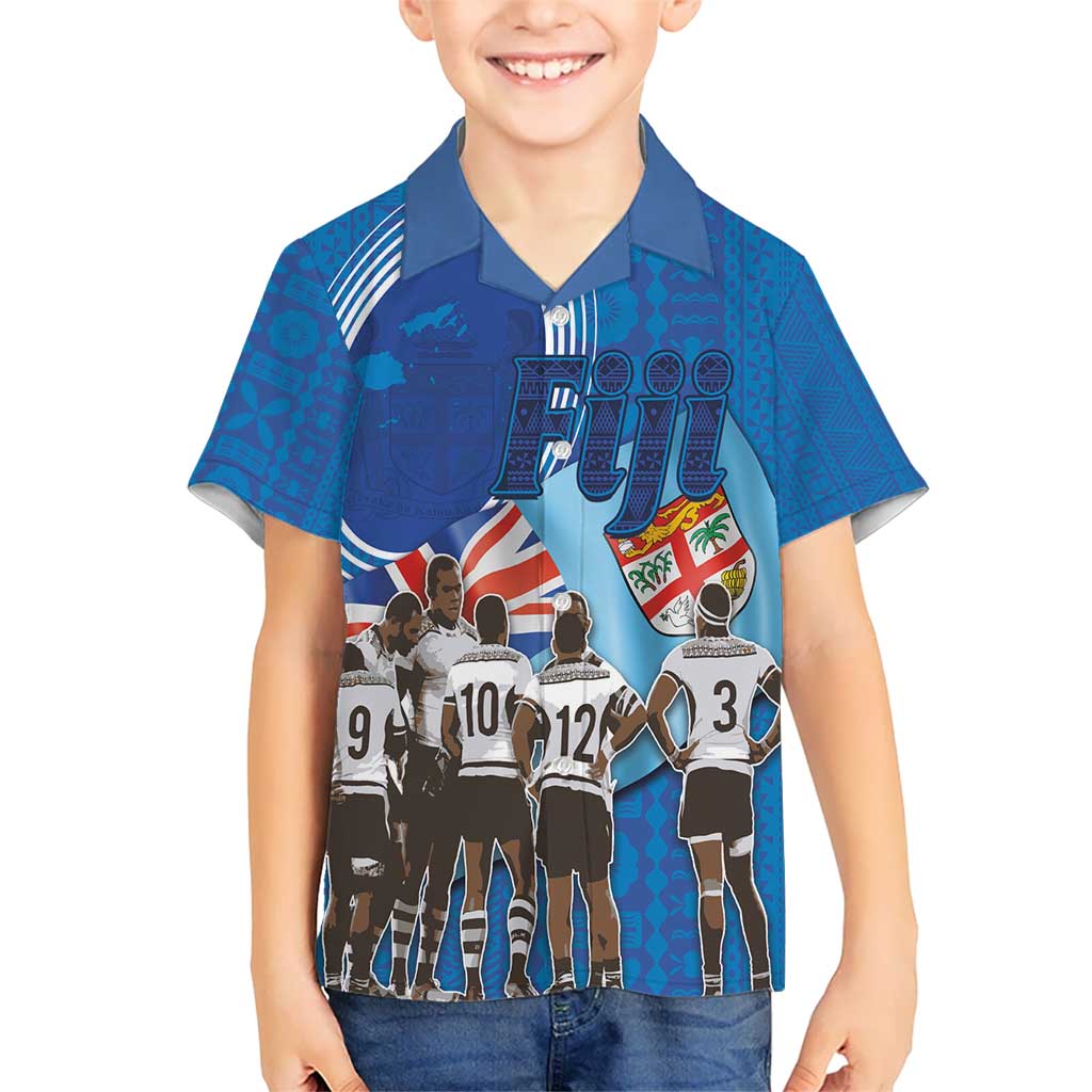 Fiji Rugby Sevens Kid Hawaiian Shirt Commemorate Gold Medal - Rio de Janeiro 2016 LT03 Kid Blue - Polynesian Pride