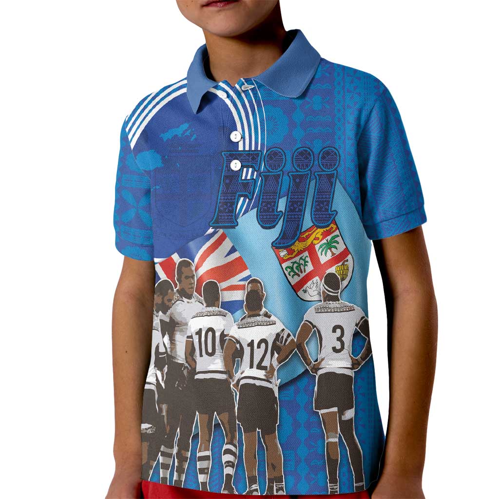 Fiji Rugby Sevens Kid Polo Shirt Commemorate Gold Medal - Rio de Janeiro 2016 LT03 Kid Blue - Polynesian Pride