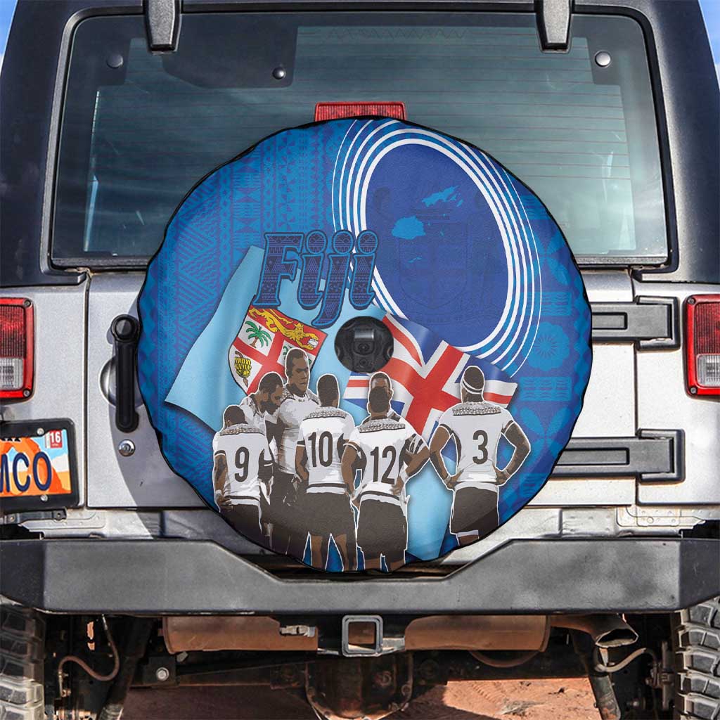 Fiji Rugby Sevens Spare Tire Cover Commemorate Gold Medal - Rio de Janeiro 2016 LT03 Blue - Polynesian Pride