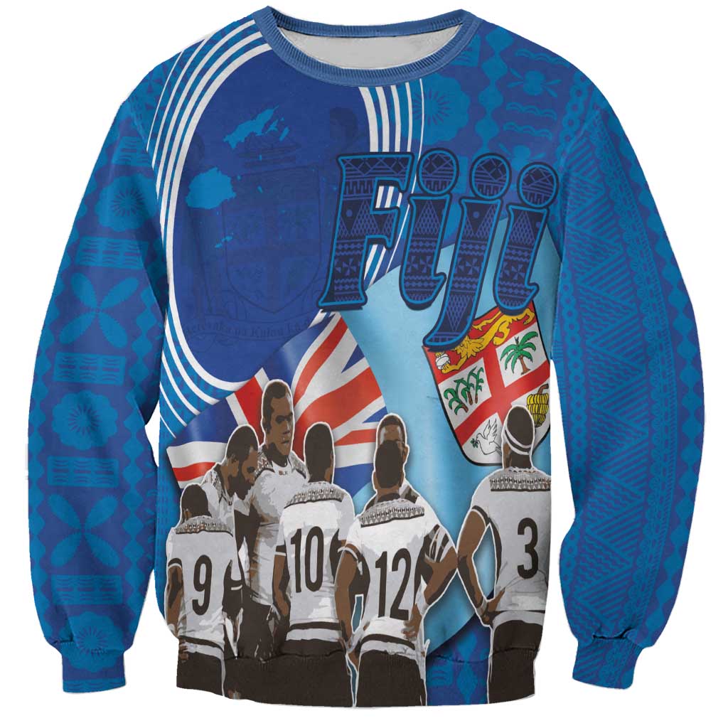 Fiji Rugby Sevens Sweatshirt Commemorate Gold Medal - Rio de Janeiro 2016 LT03 Unisex Blue - Polynesian Pride