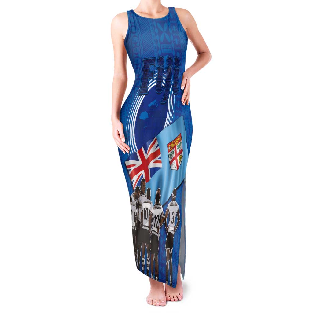 Fiji Rugby Sevens Tank Maxi Dress Commemorate Gold Medal - Rio de Janeiro 2016 LT03 Women Blue - Polynesian Pride