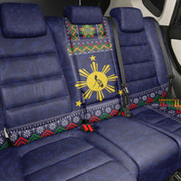 Philippines Merry Christmas Back Car Seat Cover Maligayang Pasko with Parol and Xmas Pattern Barong Style