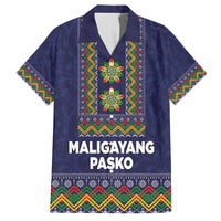 Philippines Merry Christmas Family Matching Off The Shoulder Long Sleeve Dress and Hawaiian Shirt Maligayang Pasko with Parol and Xmas Pattern Barong Style
