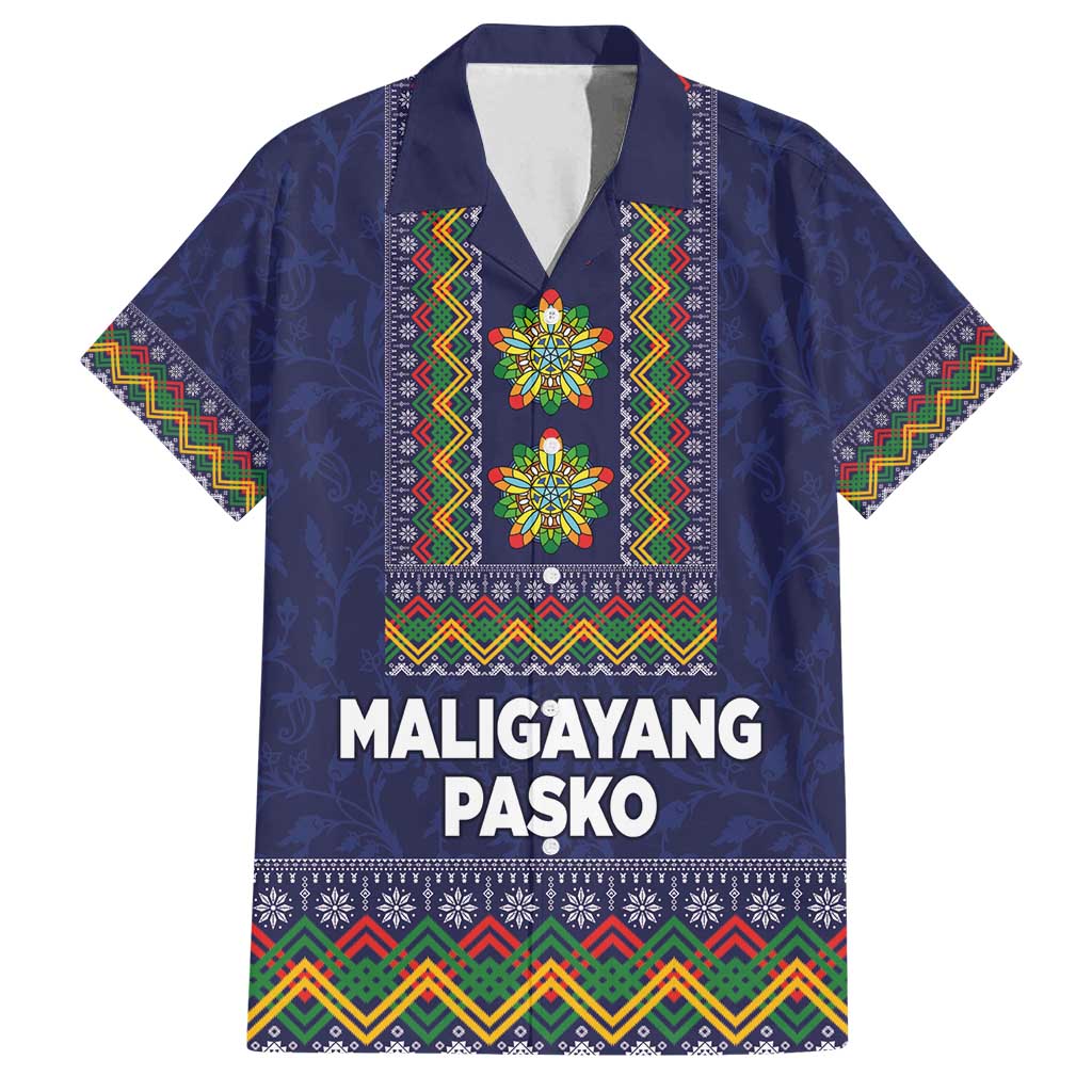 Philippines Merry Christmas Family Matching Off Shoulder Maxi Dress and Hawaiian Shirt Maligayang Pasko with Parol and Xmas Pattern Barong Style