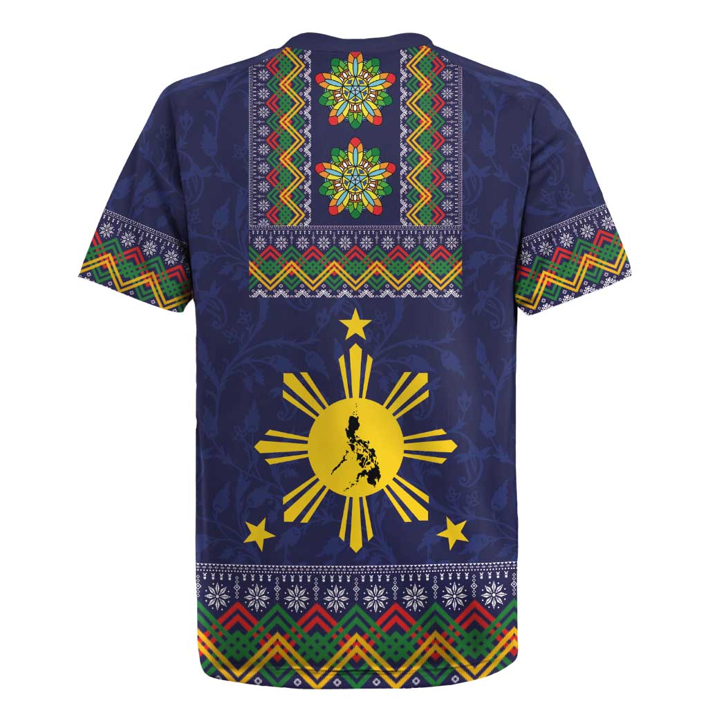 Philippines Merry Christmas Rugby Jersey Maligayang Pasko with Parol and Xmas Pattern Barong Style